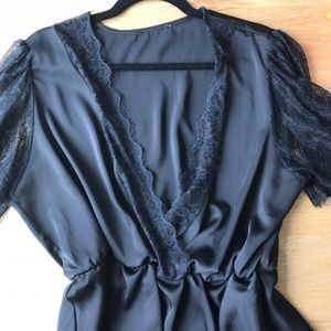 Deep V shirt with lace detail